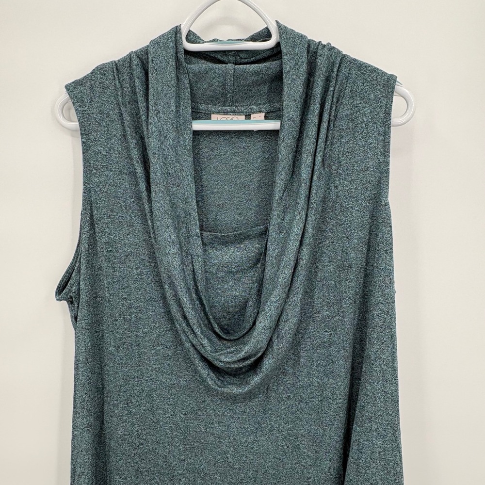 LOGO Lori Goldstein Womens‎ XL Teal Green Heathered Cowl Neck Sleeveless Top